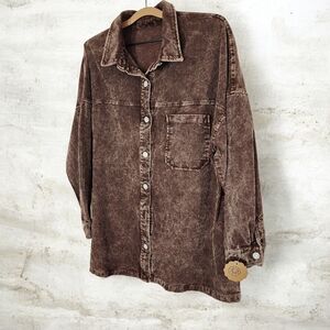 Brown Denim Button-Up Shirt